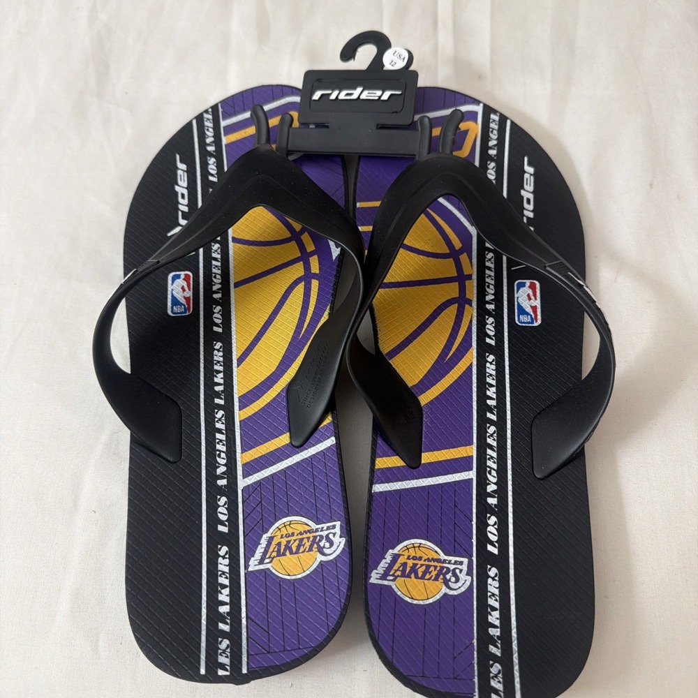 Brand New Men's 12 Los‎ Angeles Lakers Mens Flip Flops Made In Brazil Basketball